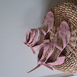 NWT Sam Edelman‎ Womens Sheri Mauve Suede Ankle Wrap Strap Sandals S-8.5